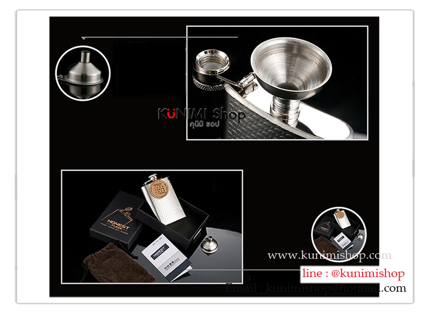 กระป๋องใส่เหล้าและเครื่องดื่ม ขนาด 4 Oz *รุ่นนี้งานอย่างดี เกรดพรีเมียม เนื้อสแตนเลสหนา ขัดเงาวาว บรรจุในกล่องสวยงาม กระป๋อง ขวด ใส่เหล้า ใส่เครื่องดื่ม ทำจาก สแตนเลส Stainless Steel ไม่เป็นสนิม -------------------------------------------------------------------- ขนาดความจุ 4 ออนซ์ (120 ซีซี ) กว้าง : 7 ซม.x สูง(ถึงฝา) 10.5 ซม.