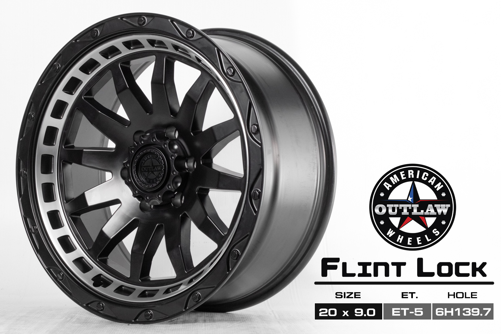 American Outlaw Flint Lock ขอบ20 6รู139 กว้าง 9 ET-5 *ราคาต่อวง*