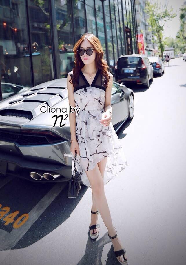 พร้อมส่ง Mini Dress ทรงหน้าสั้นหลังยาว