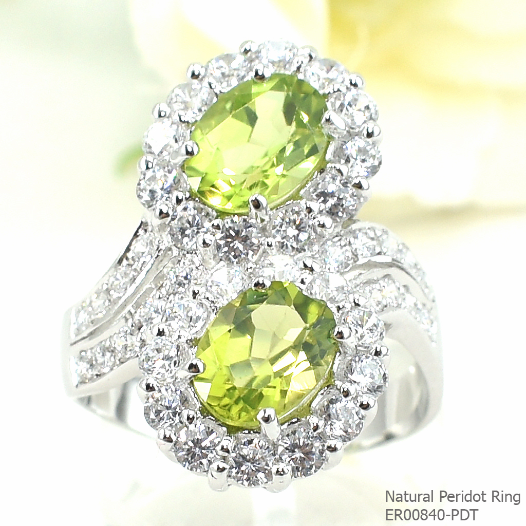 SKJewelryfactory แหวนพลอยคู่ พลอยเพอริดอทแท้ สไตล์หรูหรา ER00840-PDT