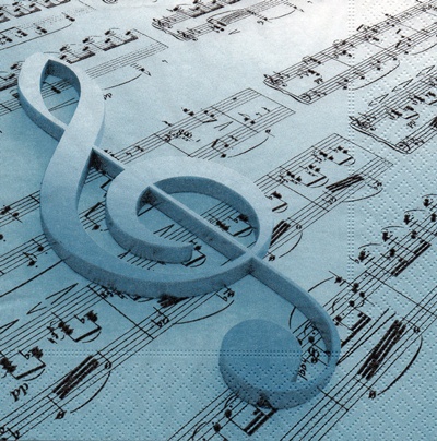 แนวภาพดนตรี โน้ตเพลง Music Note เป็นภาพบล็อค 4 กระดาษแนพกิ้นสำหรับทำงาน เดคูพาจ Decoupage Paper Napkins ขนาด 33X33cm