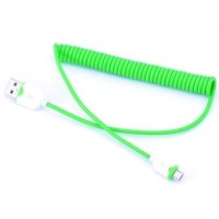 สายชาร์จ Micro usb แบบสายเกลียว สีเขียว