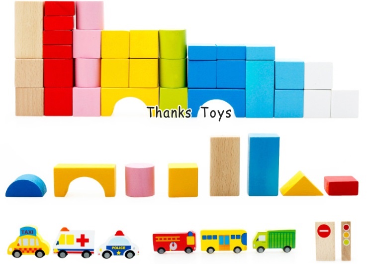 บล็อกไม้สร้างเมือง 62 ชิ้น