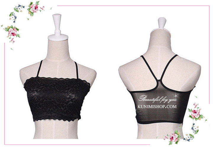  เสื้อซับในผ้าลายลูกไม้แบบมีสายคล้องไหล่ สวยหวาน จะใส่เป็นซับใน หรือ จะใส่แบบเป็นซีทรูก็สวย เพราะมีผ้าลายลูกไม้ประดับ สวยทันสมัยมากคะ รอบอกไม่เกิน 34 นิ้ว มี 3 สี ขาว , ดำ , และ สีเนื้อ
