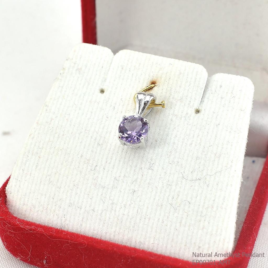 SKJewelryFactory EP00701-AMT จี้พลอยแท้ จี้พลอยแอมิทิสต์แท้ สีหวานมากๆ
