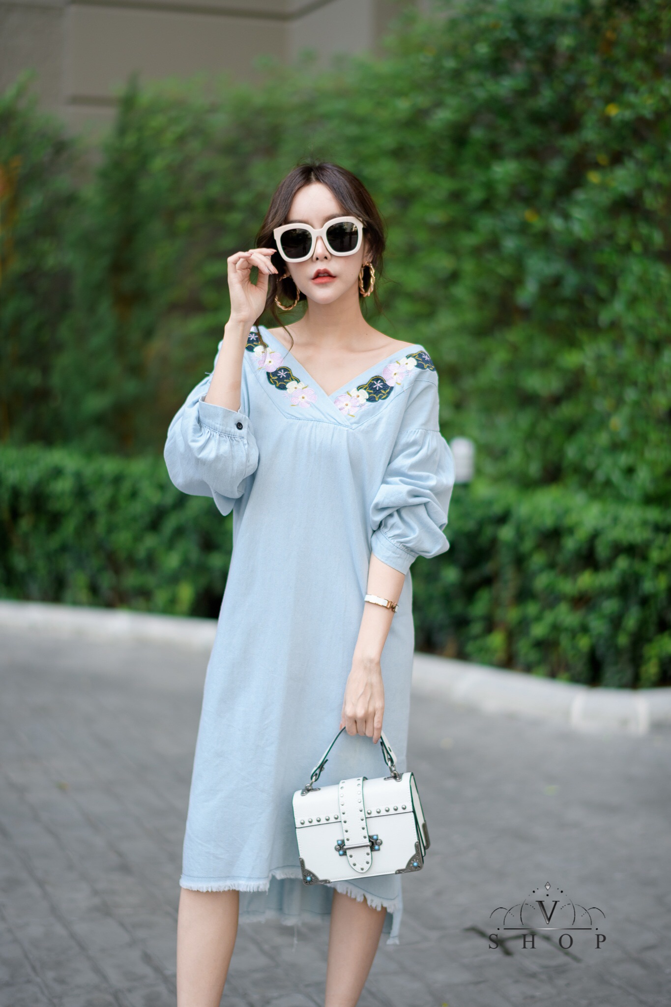 เดรสเกาหลี พร้อมส่ง maxxi ยีนทรง Korea
