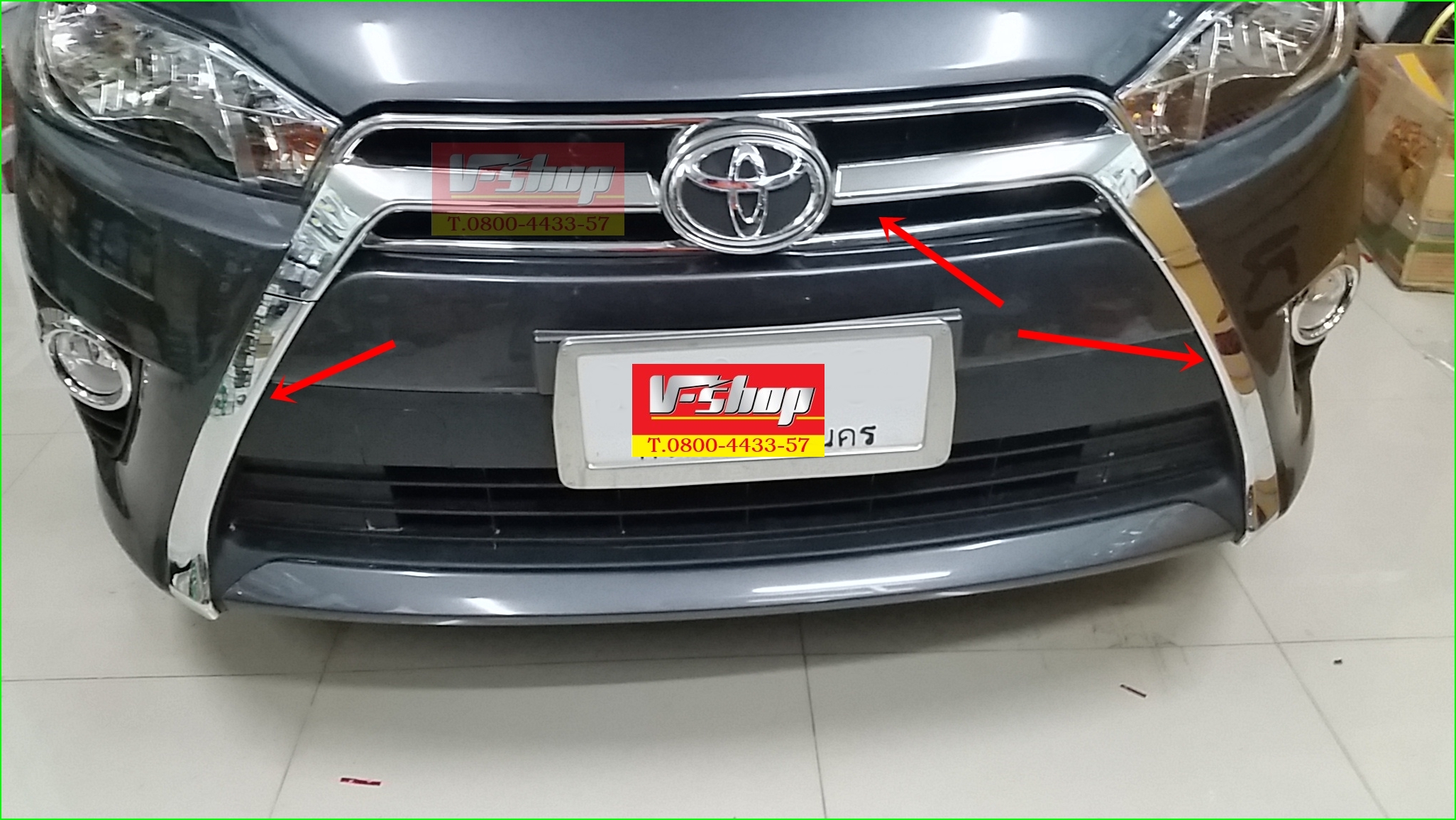 6036 ครอบกระจังหน้า+ห่นวด 3ชิ้น New Yaris 2014 up