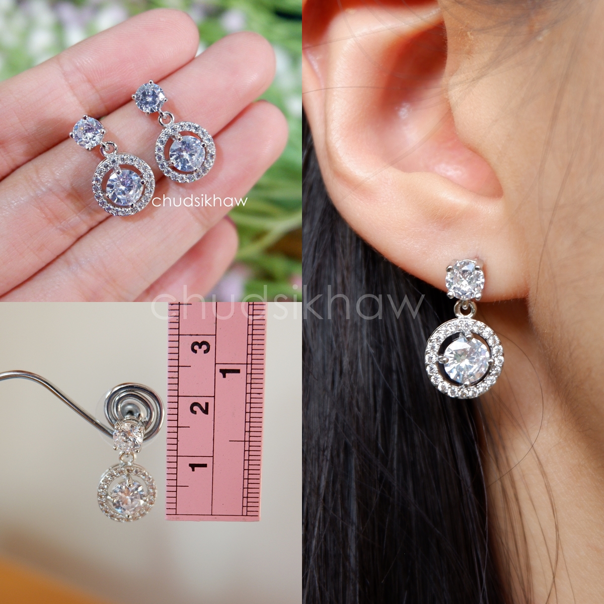 รวมแบบต่างหู รูปอัพเดทล่าสุด (ต่างหูแบบเจาะหู ก้านทำจากเงิน หรือ ชุบเงิน เพชร cz)