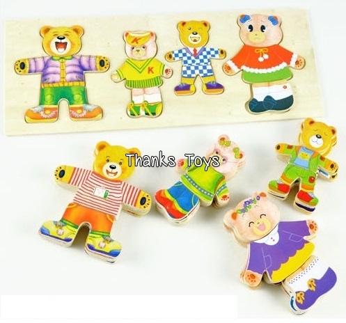 จิ๊กซอว์แต่งตัวครอบครัวหมี