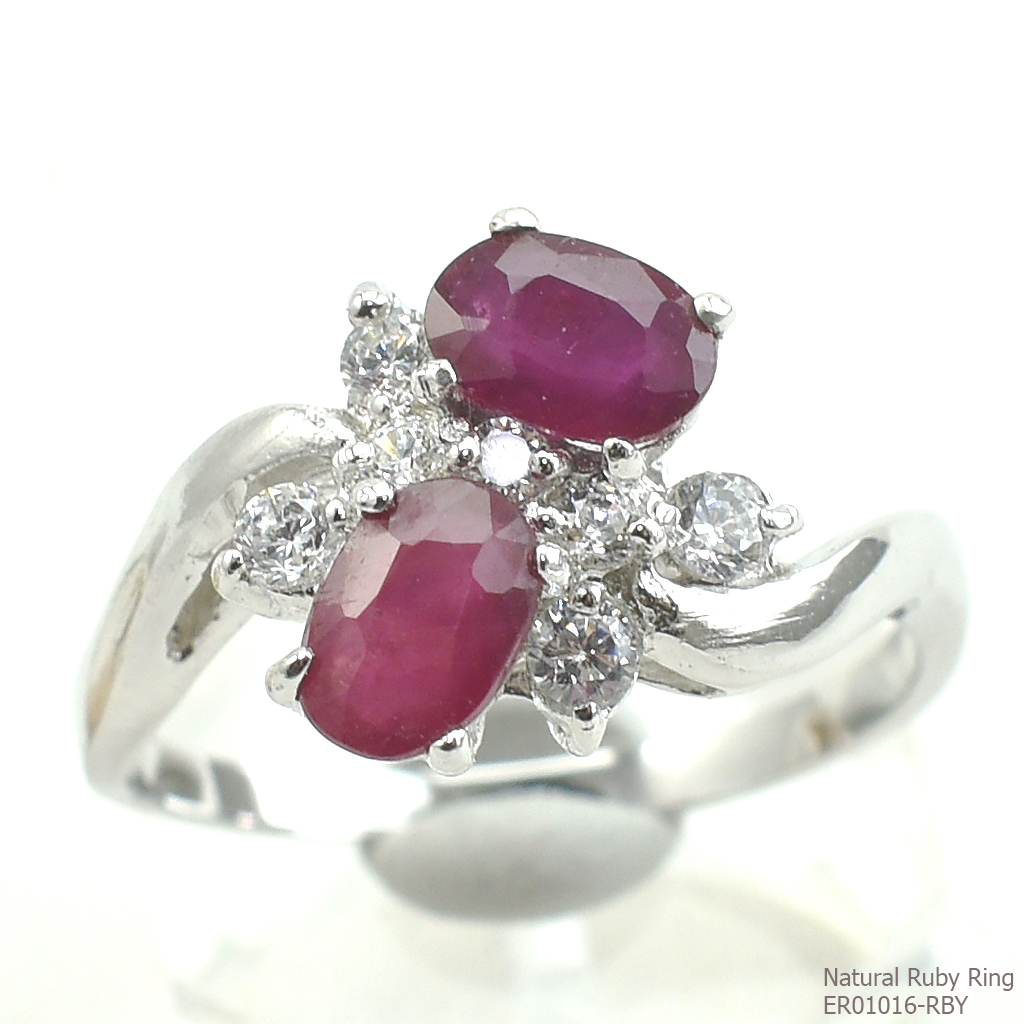 SKJewelryfactory แหวนพลอยทับทิมแท้ แหวนทับทิมคู่ ER01016-RBY