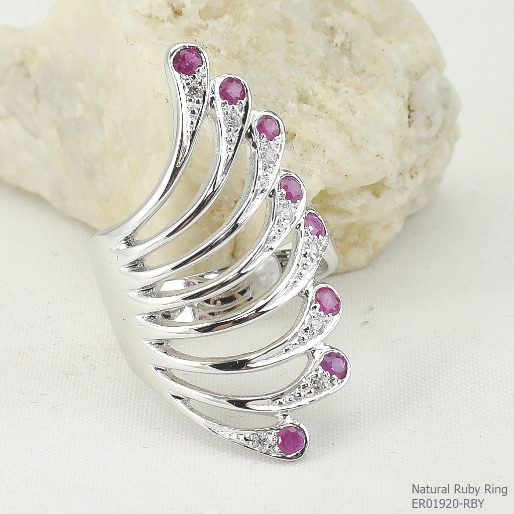 SKJewelryfactory แหวนปีกนก พลอยทับทิมแท้ ดีไซน์เก๋ๆ ER01920-RBY