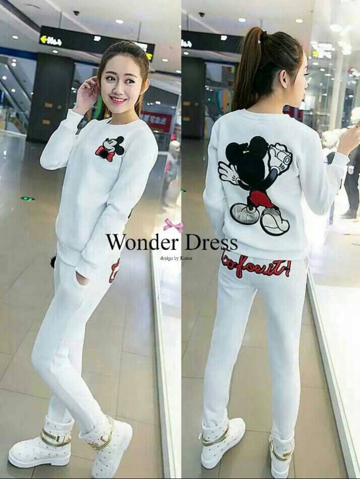 พร้อมส่ง ชุดวอร์มลายน้องมิกกี้ เสื้อจั๊มเปอร์ กับกางเกงวอร์ม