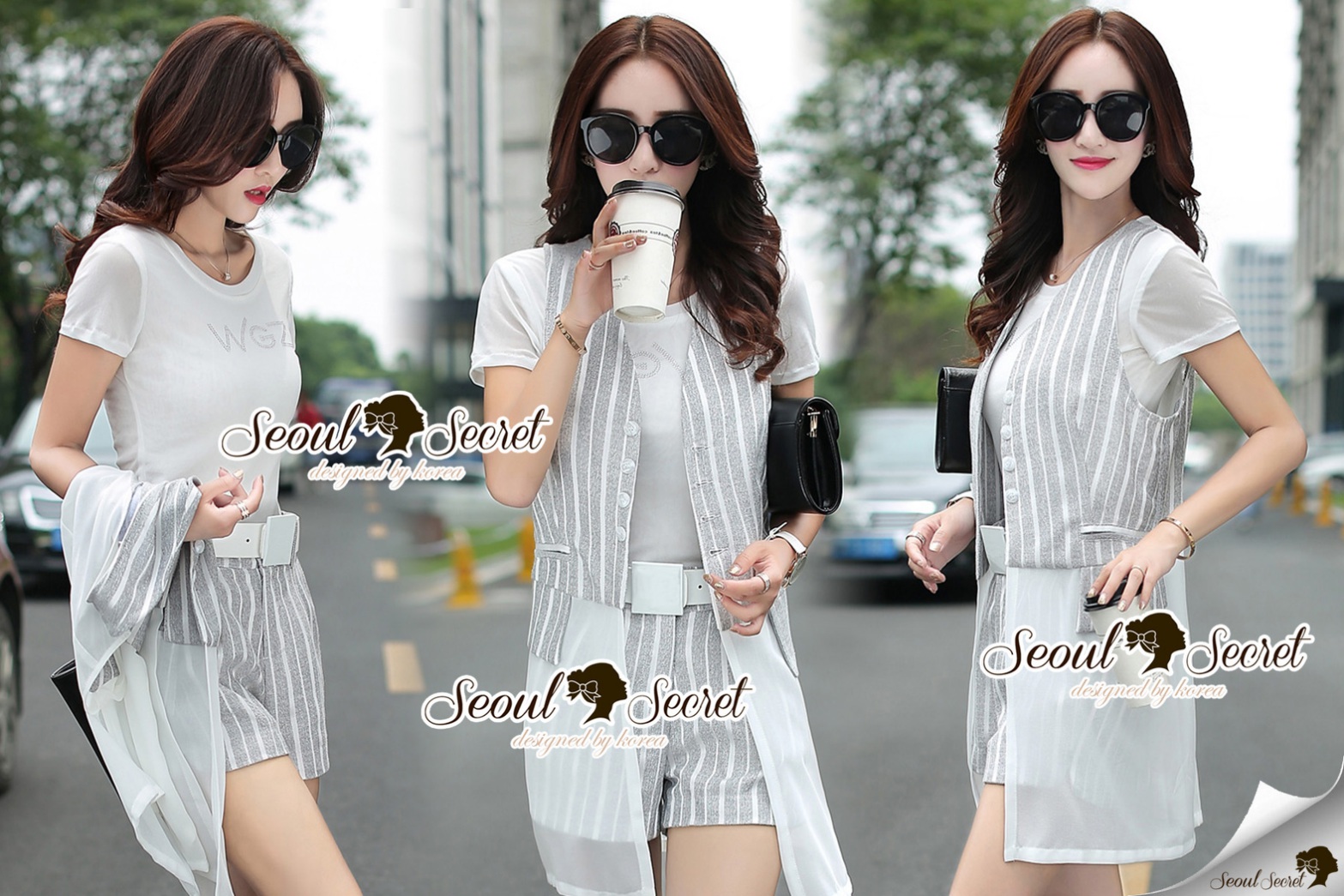 พร้อมส่ง เสื้อสูทแขนกุด มาพร้อมกับกางเกงขาสั้น