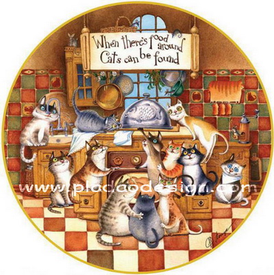 กระดาษสาพิมพ์ลาย rice paper เป็น กระดาษสา สำหรับทำงานศิลปะ เดคูพาจ Decoupage แนวภาพ When there's food around cats can be found ที่ไหนมีอาหาร พบเจอน้องแมวได้ที่นั่น (ปลาดาวดีไซน์)