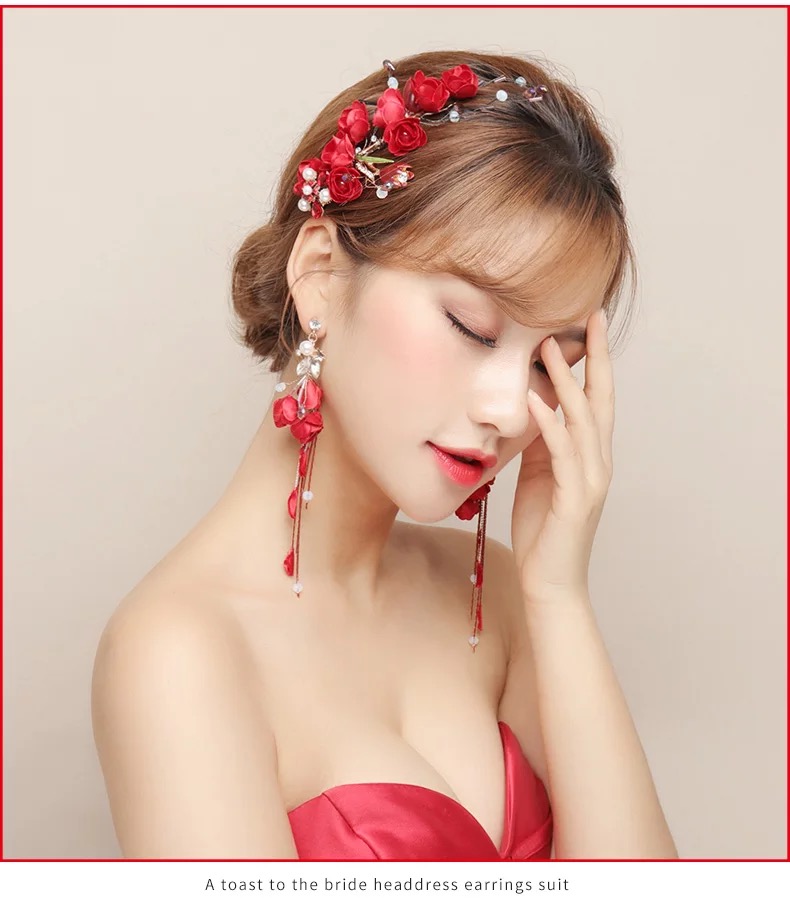 กิ๊บดอกลิลลี่เล็กสีแดง พร้อมต่างหู