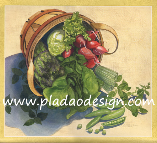 กระดาษสาพิมพ์ลาย สำหรับทำงาน เดคูพาจ Decoupage แนวภาำพ ภาพวาด ตระกร้าผักสด ถั่วลันเตา ต้นหอม ผักกาดขาว ล้มระเนระนาด (ปลาดาวดีไซน์)