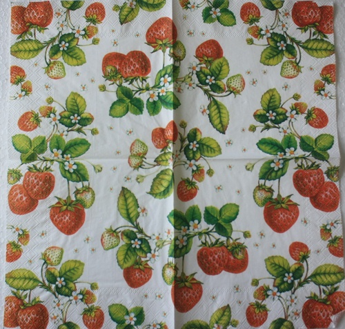 แนวภาพ ผลไม้ สตอเบอร์รี่ ลูกใหญ่ Strawberry เป็นภาพเต็มแผ่น กระดาษแนพกิ้นสำหรับทำงาน เดคูพาจ Decoupage Paper Napkins ขนาด 33X33cm