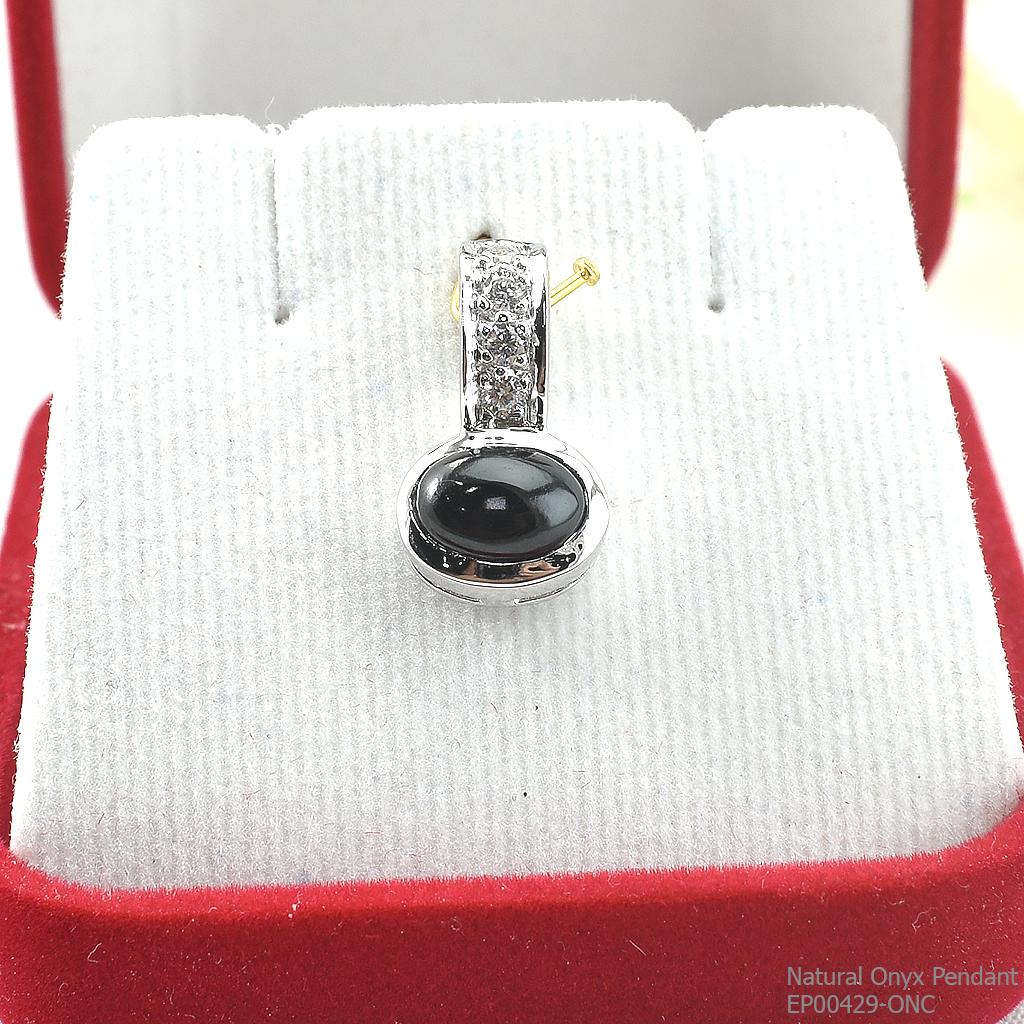 SKJewelryFactory EP00429-ONC จี้เงินแท้92.5% จี้นิลแท้และเพชร