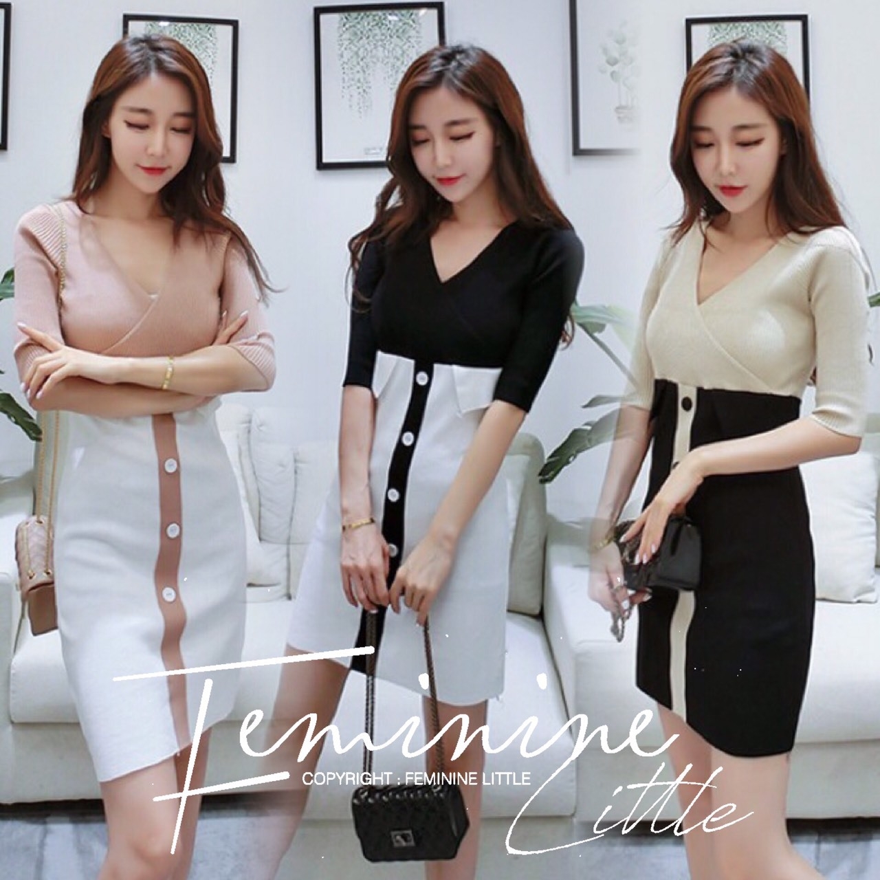 มินิเดรสแฟชั่นไหมพรม พร้อมส่ง