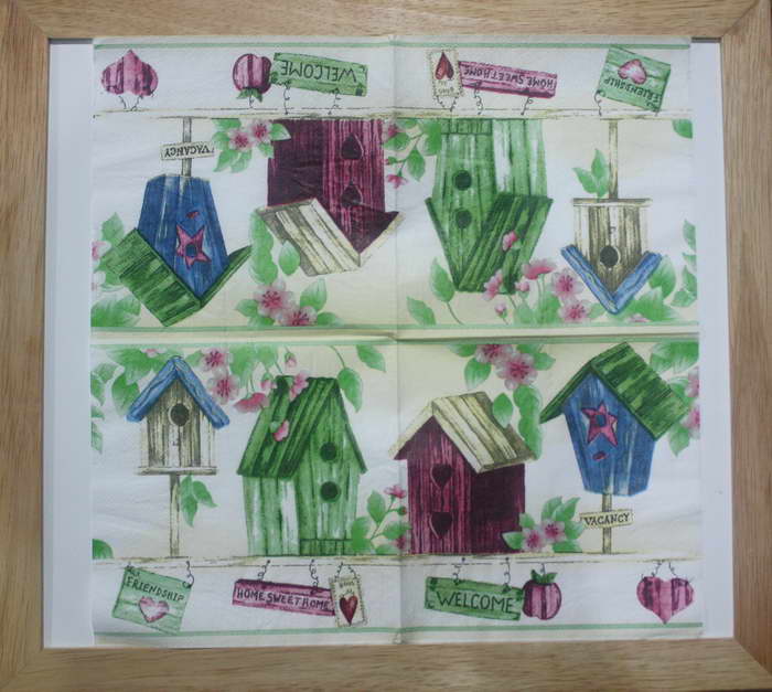 แนวภาพสวน บ้านนก Bird House Home Sweet Home เป็นภาพครึ่งแผ่น กระดาษแนพกิ้นสำหรับทำงาน เดคูพาจ Decoupage Paper Napkins ขนาด 33X33cm