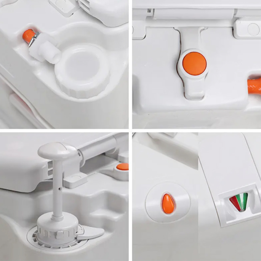 Ultimatecare รุ่น Premium Pro Electric ปุ่มกดน้ำแบบไฟฟ้า โถแบบพลาสติก สุขาเคลื่อนที่ ความจุน้ำสะอาด 17 ลิตร ความจุของเสีย 24 ลิตร แถมฟรีสายฉีดก้น