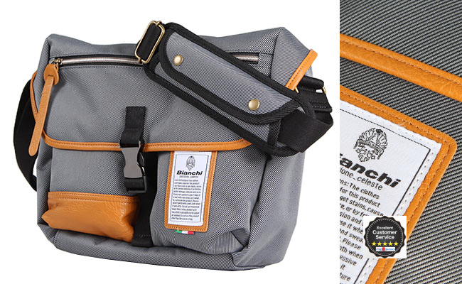 Bianchi - LBTC-03 : A4 Messenger SiverGrey (สีเงินเทา/ ขอบหนังสีน้ำตาล)