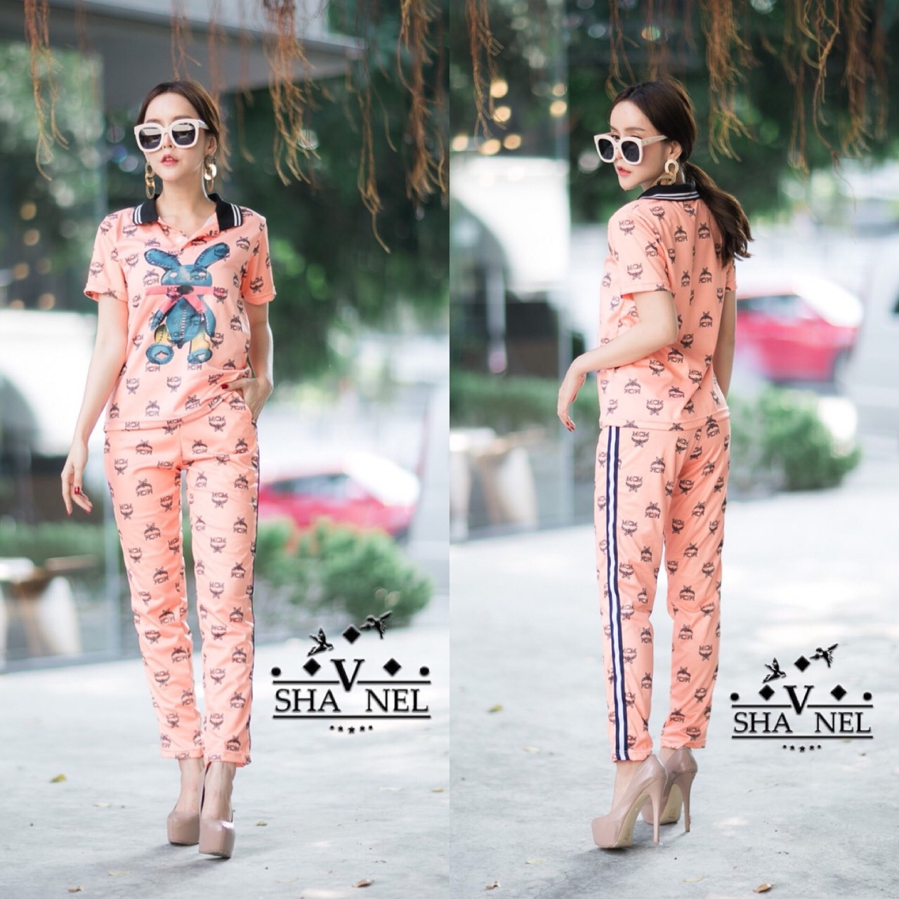 เสื้อผ้าเกาหลี พร้อมส่ง เซ็ตเสื้อกางเกง เนื้อผ้านิ่มใส่สวย