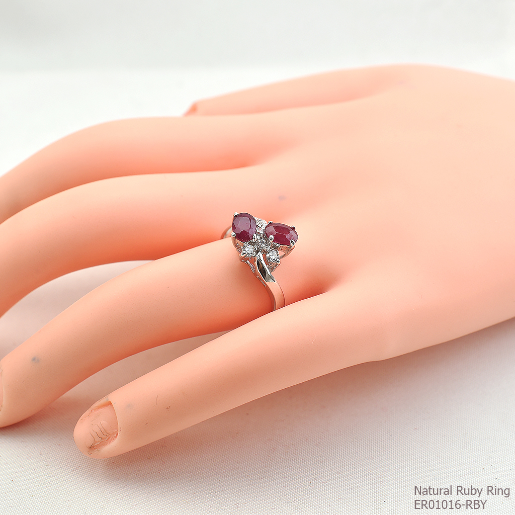 SKJewelryfactory แหวนพลอยทับทิมแท้ แหวนทับทิมคู่ ER01016-RBY