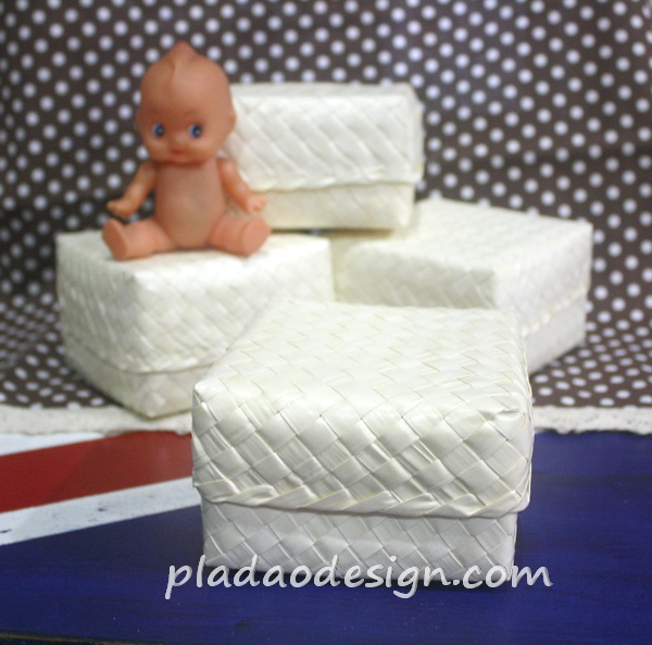 ชิ้นงานดิบ ใบลาน ทำ Decoupage งานเพนท์ กล่องเก็บของฝาครอบ ทรงจตุรัส