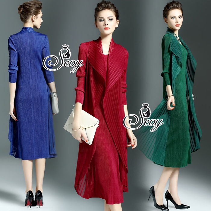 พร้อมส่ง เดรสยาว เหมือนใส่เดรสและเสื้อคลุม