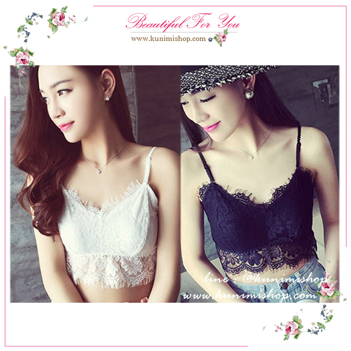 WG081 เสื้อซับในแบบครึ่งตัว สายเดี่ยว ตัวเสื้อเป็นผ้าลูกไม้ มีผ้าซับใน สวยหวาน มี 2 สี ขาว และ ดำ