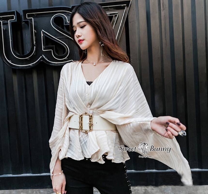 เสื้อเกาหลี พร้อมส่ง เสื้อเกาหลี+เข็มขัด