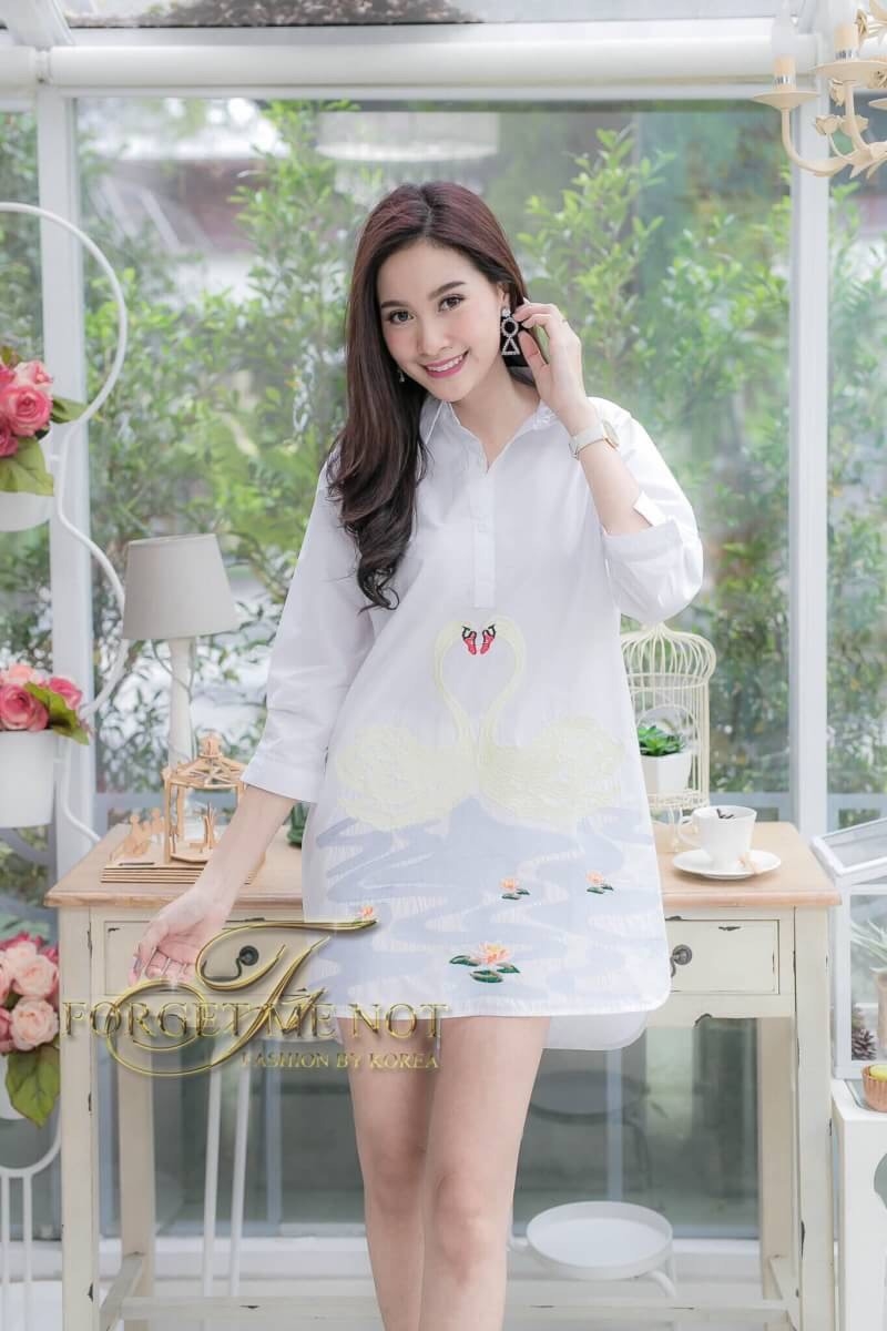 เสือเกาหลี พร้อมส่ง เสื้อเชิ้ต ทรงตรง หน้าสั้น หลังยาว