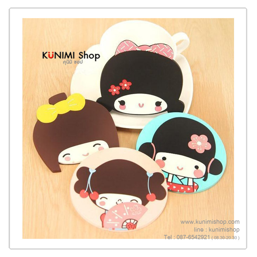  ที่รองแก้วน้ำ ลายการ์ตูน น่ารัก สวยหวาน ขนาดเส้นผ่าศูนย์กลาง 10.5 ซม. ทำจากยางซิลิโคน