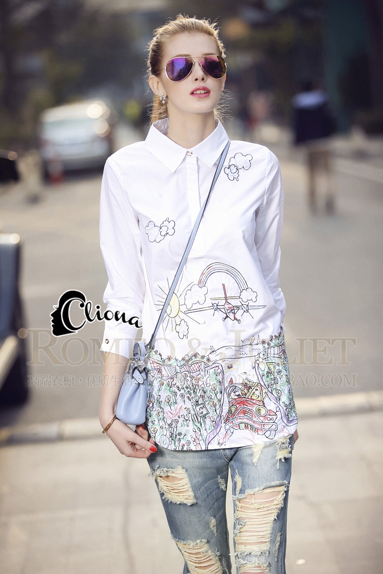 พร้อมส่ง เชิ๊ตยาวคอปก สีขาว