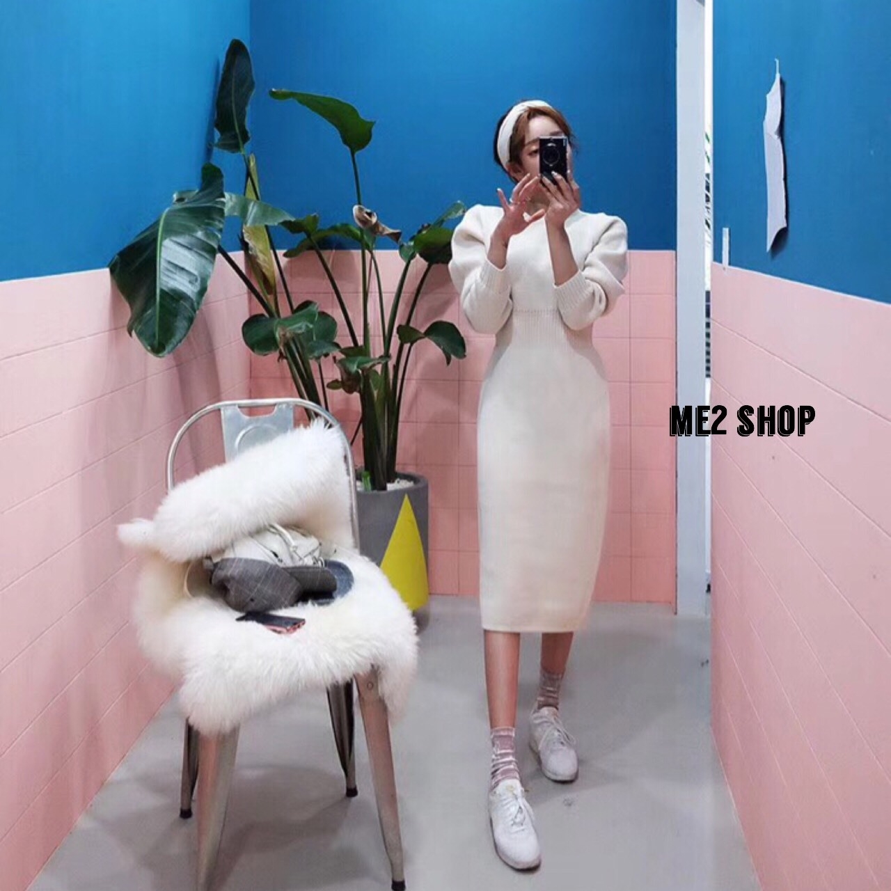 เดรสเกาหลี ทรงนาฬิกาทราย พร้อมส่ง