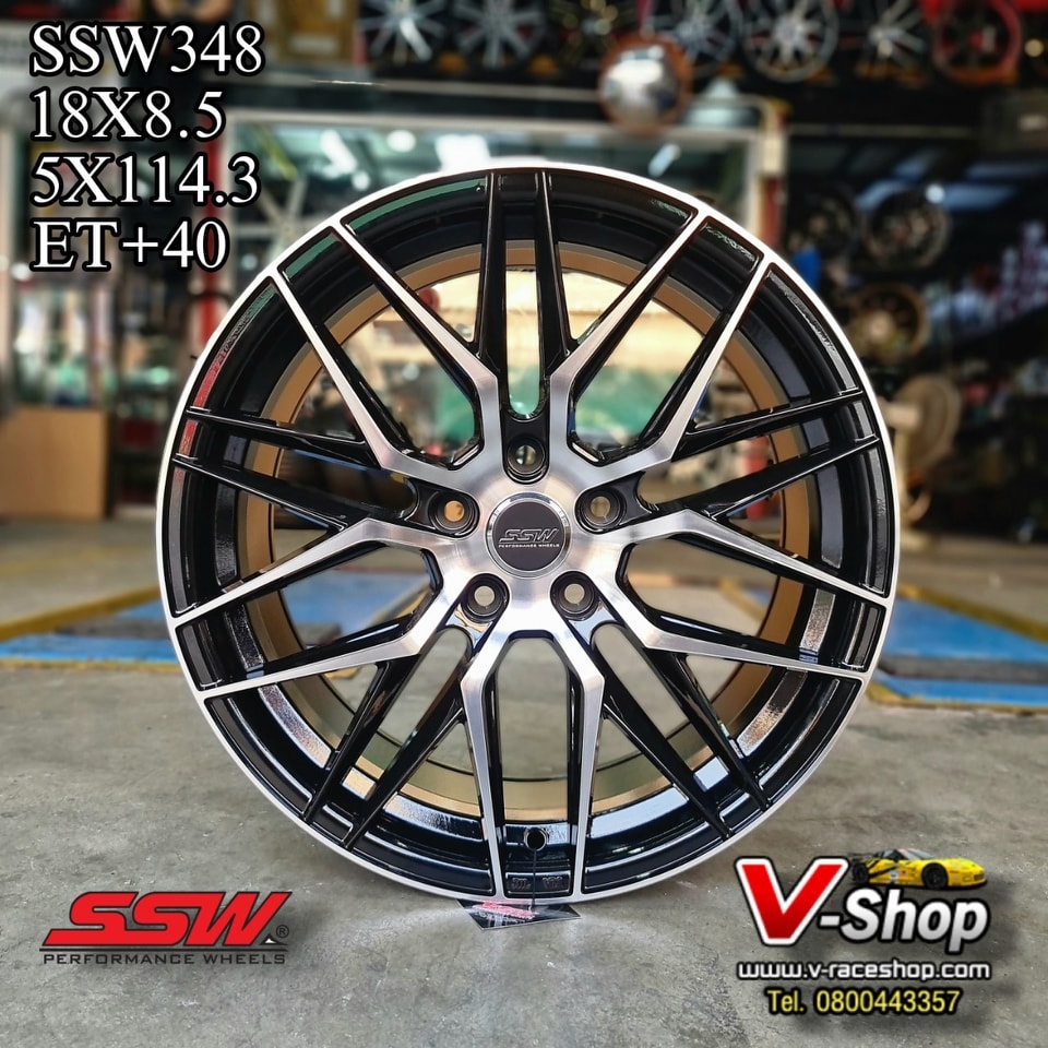 ล้อ SSW S348 ขอบ 18x8.5 5x114.3 ET40 สีดำหน้่าเงินเงา *ราคาต่อวง
