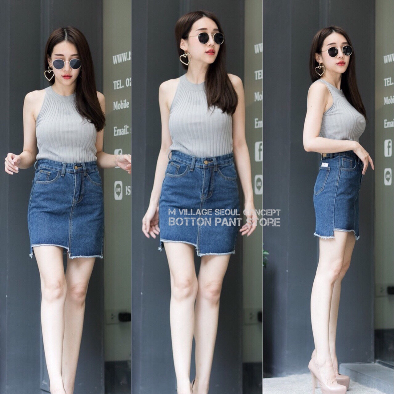 พร้อมส่ง กระโปรงยีนส์ ใส่เก๋ๆ ผ้านิ่ม
