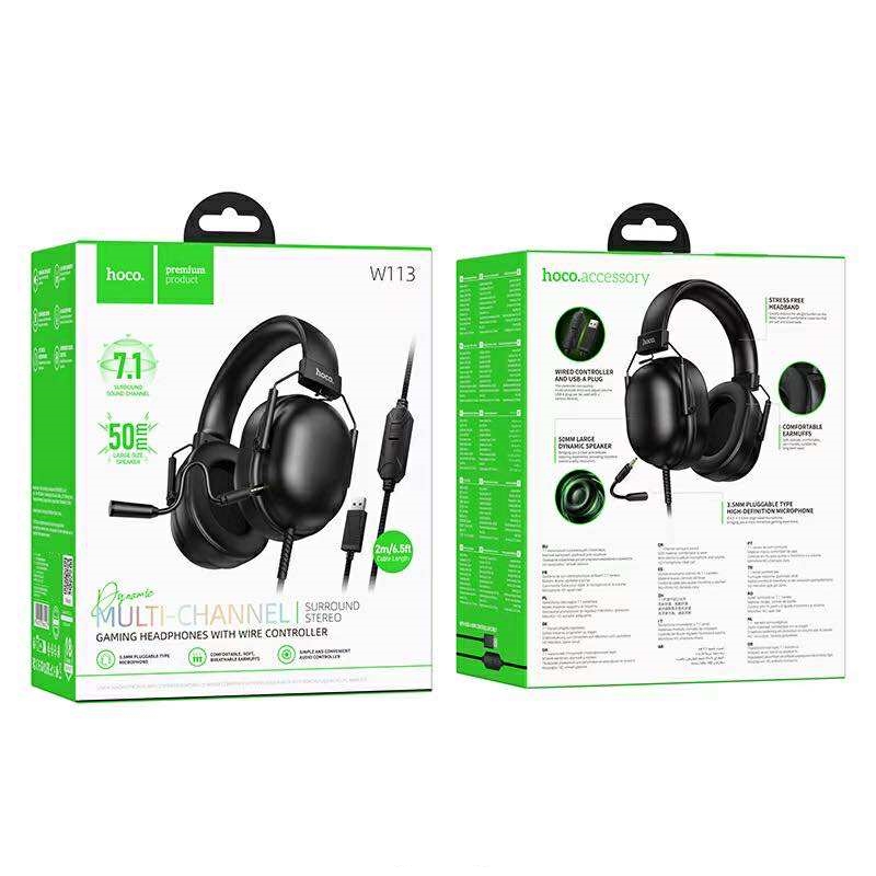 Hoco W113 Gaming Headset หูฟังเกมมิ่ง USB7.1 Dynamic ขนาดลำโพง 50 มม. เสียงเซอร์ราวด์ เสียงสมจริงรอบทิศทาง