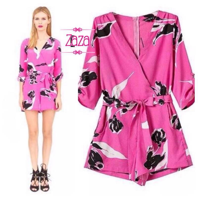 พร้อมส่ง จั๊มสูทรทรงน่ารัก เนื้อผ้าชีฟอง