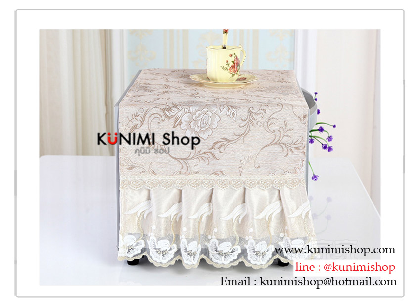 ผ้าคลุมไมโครเวฟลายสวยหรู วัสดุทำจากผ้า ซักทำความสะอาดได้ มีช่องใสของทั้งสองด้าน ซ้าย และ ขวา มี 3 สี : ครีม ม่วง ฟ้า ขนาด กว้าง 35 x ยาว 100 cm. 