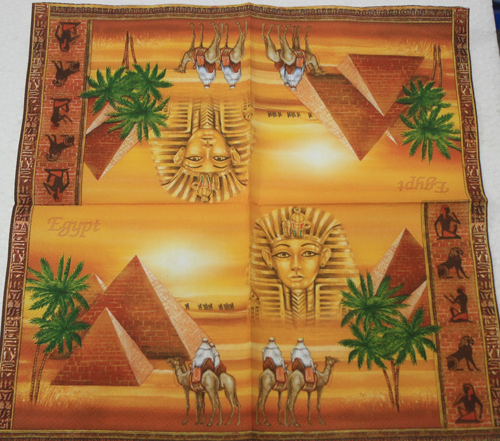 แนวภาพอียิปต์ สฟิงซ์ อาหรับขี่อูฐ Egypt เป็นภาพแนวยาว กระดาษแนพกิ้นสำหรับทำงาน เดคูพาจ Decoupage Paper Napkins ขนาด 33X33cm