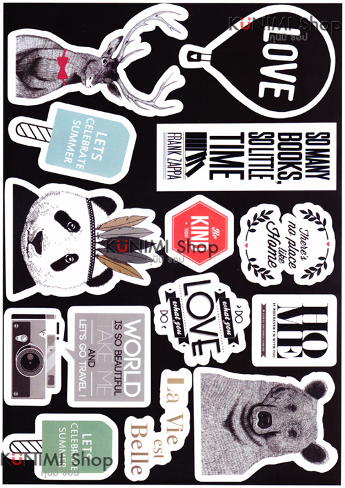 STGP009 สติกเกอร์ Sticker กระดาษเคลือบกันน้ำ ลายการ์ตูน กราฟฟิก วินเทจ สวย เท่ห์ ติดกระเป๋า ของใช้ ตู้ ผนัง ตกแต่งสิ่งของ