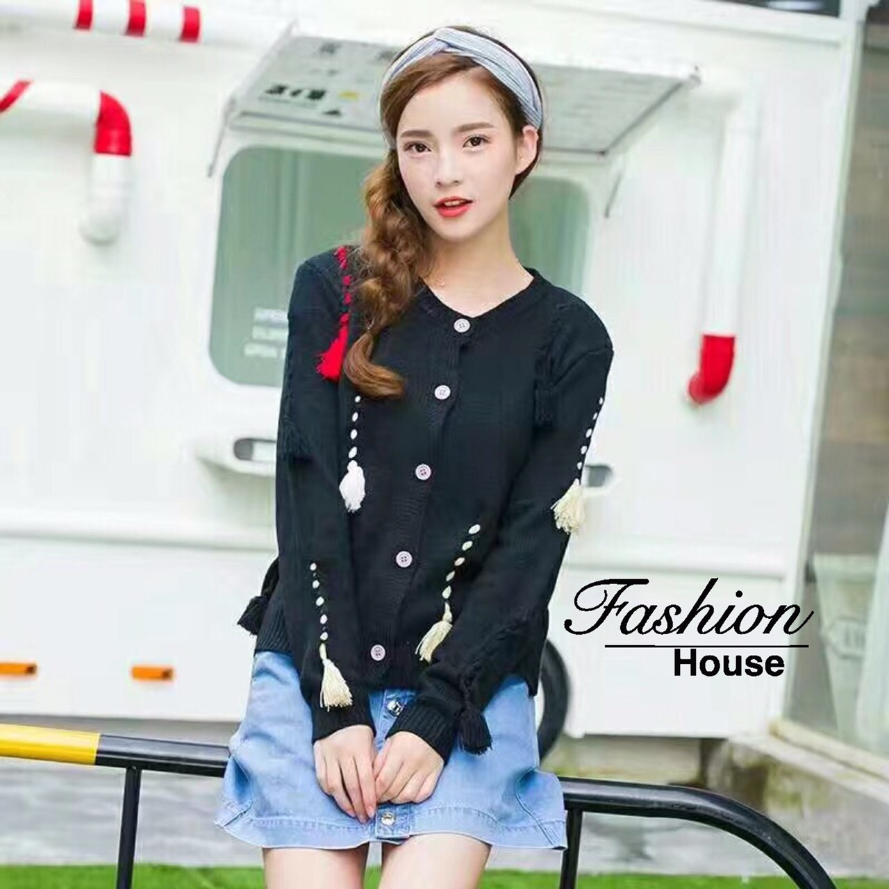 เสื้อเกาหลี พร้อมส่ง คาดิเเกนผ้าไหมพรม