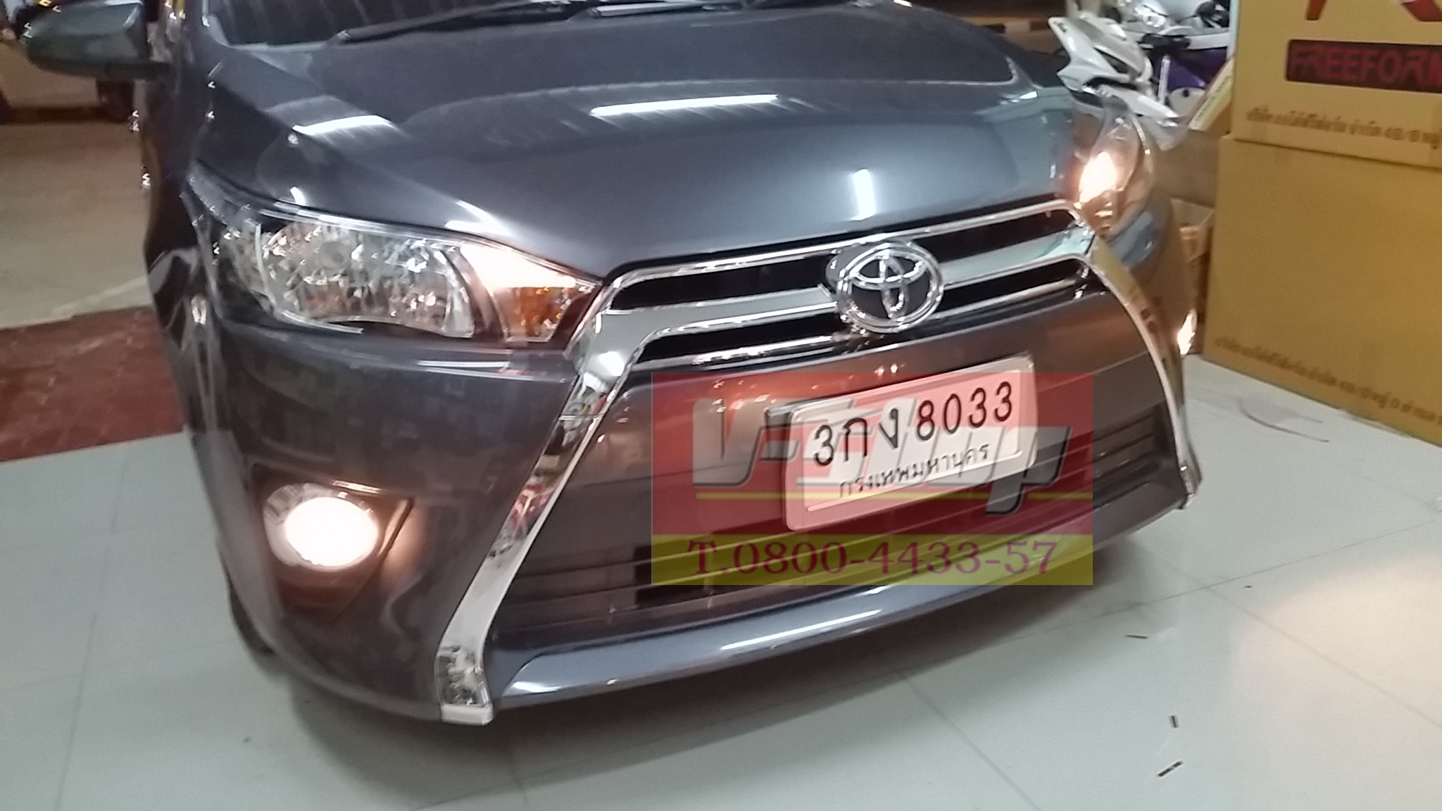 6036 ครอบกระจังหน้า+ห่นวด 3ชิ้น New Yaris 2014 up