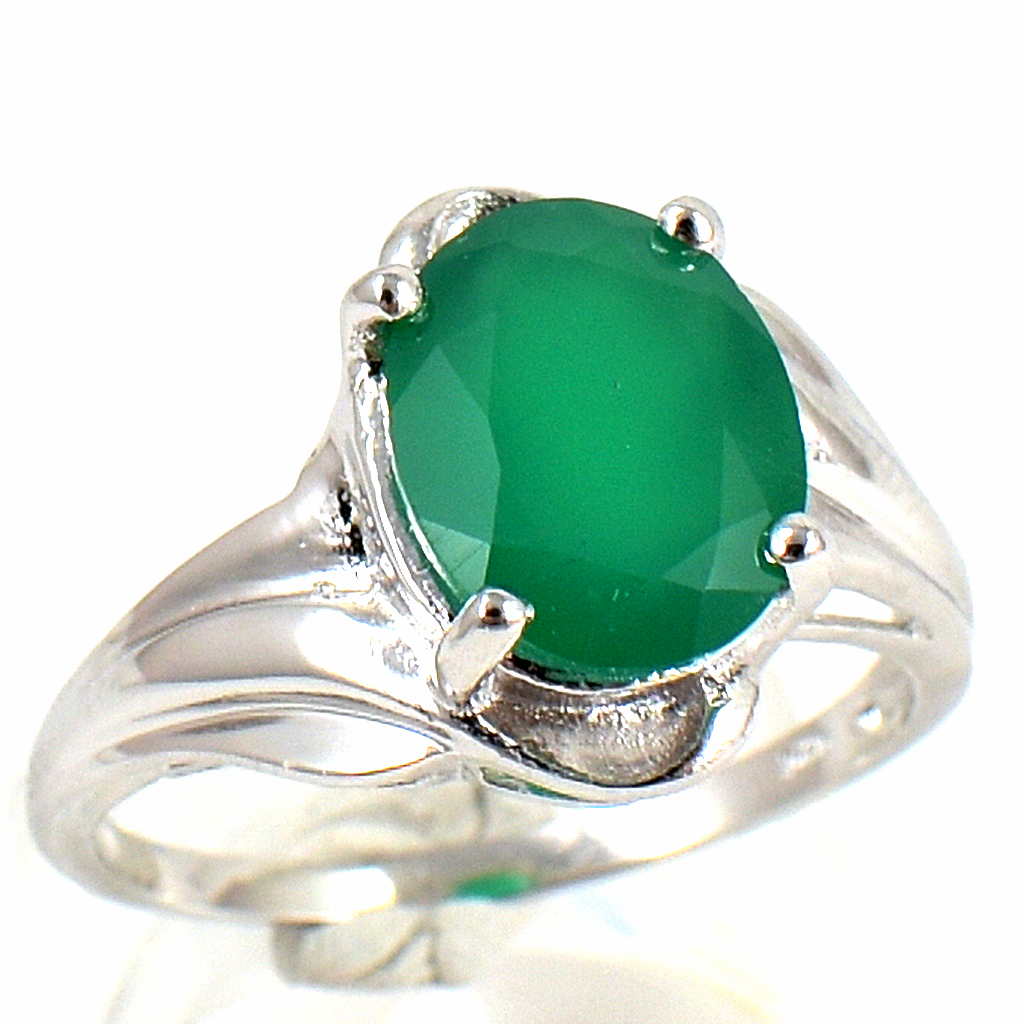 SKJewelryFactory แหวนพลอยเม็ดเดี่ยว พลอยเด่นเป็นสง่า พลอยกรีนอะเกทแท้ ER01136-GAG