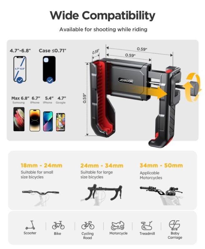 Joyroom ZS266 Quick Lock Phone Holder ที่จับมือติดมอเตอร์ไซค์ แบบปลดล็อคเร็ว