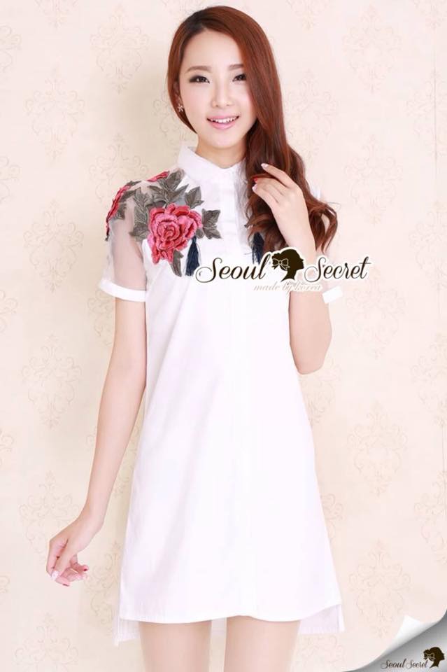 พร้อมส่ง เดรสเชิ้ต มีดีเทลสวยๆ อยู่ที่ช่วงบ่า