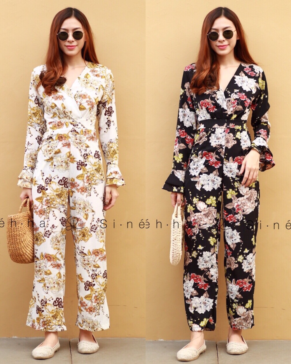 เสื้อผ้าแฟชั่น พร้อมส่ง จั้มสูท ปริ้นลายดอก