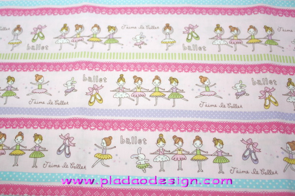 ผ้า Cotton พิมพ์ลาย สำหรับทำงานฝีมือ หรือบุชิ้นงาน - ลาย สาวน้อย Jaime เต้นบัลเลย์ โทนวมพูหวาน